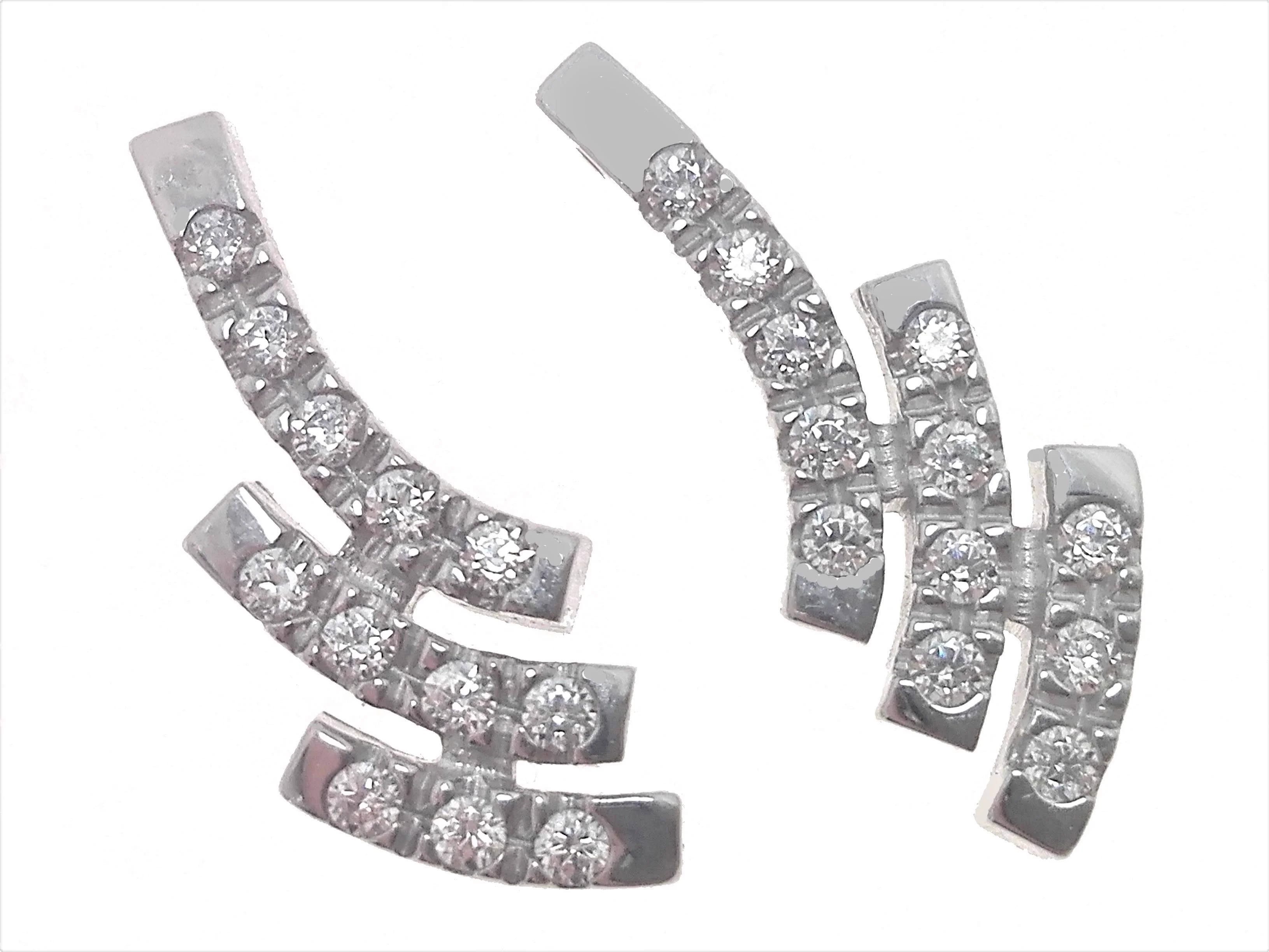 Orecchini Donna Oro Bianco 18 kt Carati Ct 750 3,60 Gr Zirconi Taglio Brillante