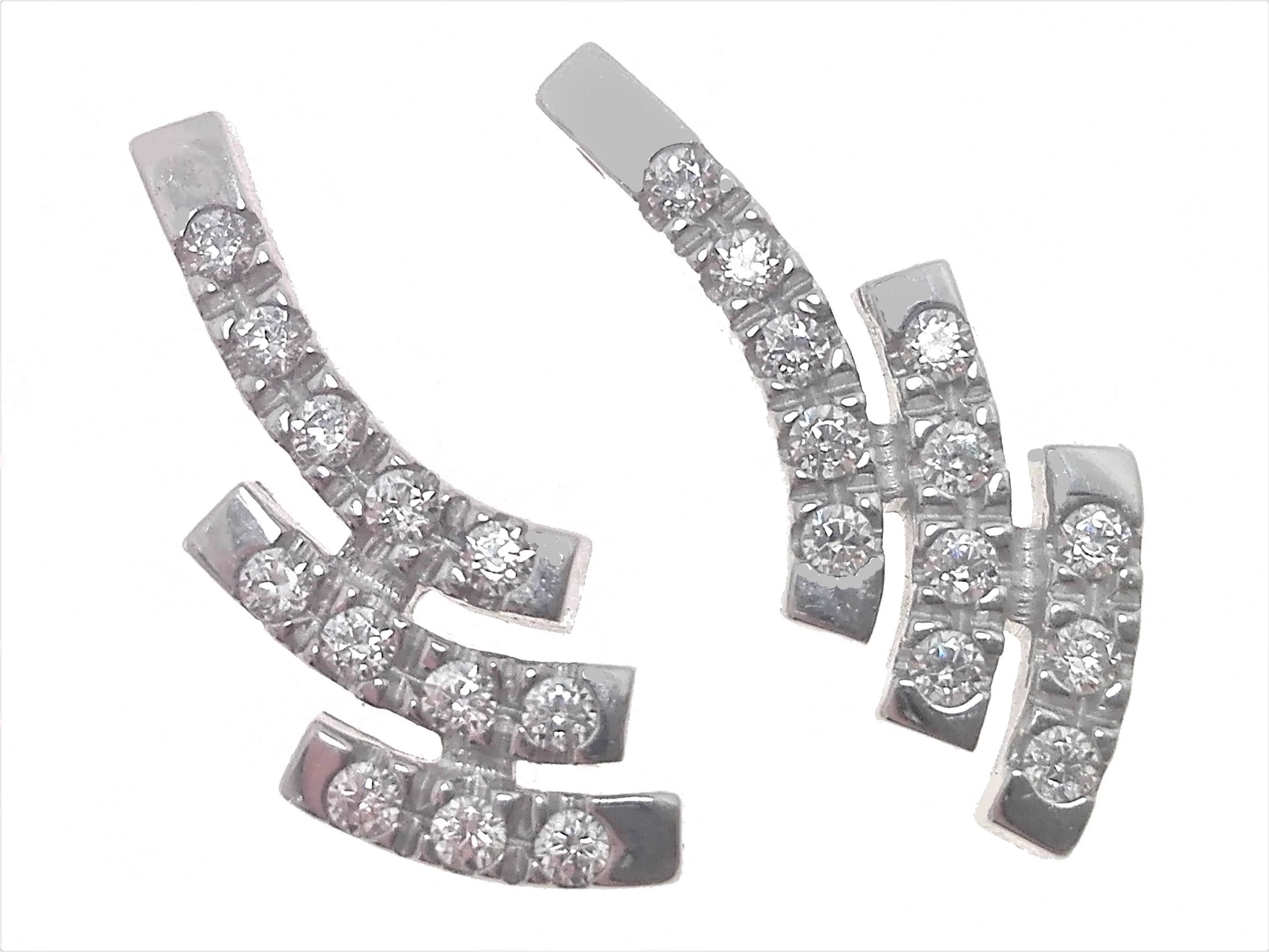Orecchini Donna Oro Bianco 18 kt Carati Ct 750 3,60 Gr Zirconi Taglio Brillante