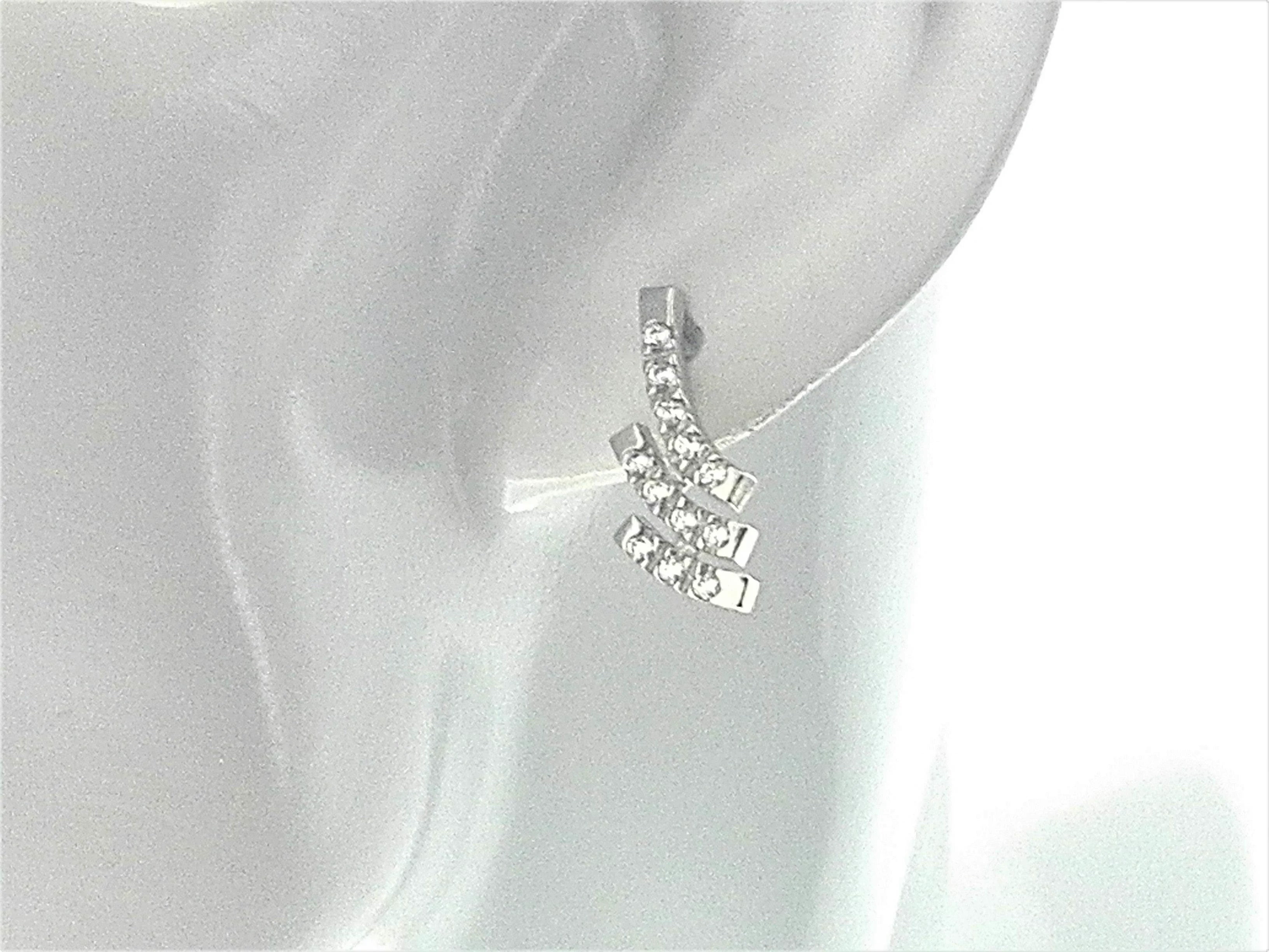 Orecchini Donna Oro Bianco 18 kt Carati Ct 750 3,60 Gr Zirconi Taglio Brillante - immagine 2