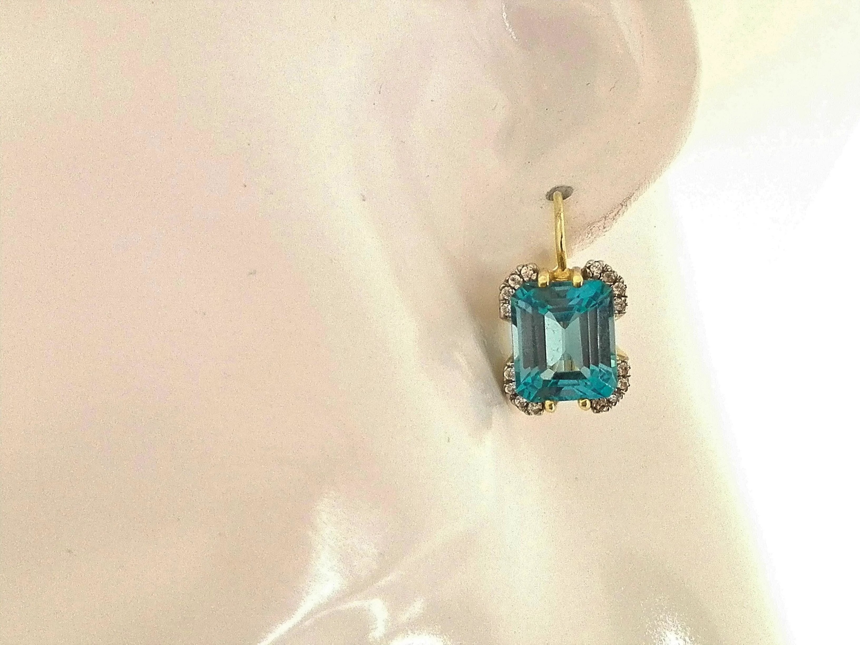 Orecchini Donna Oro Giallo 18 kt Carati Ct 10,6Gr Acquamarina Monachella Monachi - immagine 2