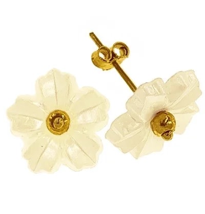 Orecchini Fiore Donna Oro Giallo 18 kt Carati Ct 750 1,10 Gr