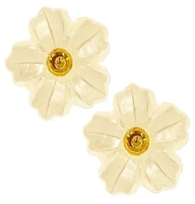 Orecchini Fiore Donna Oro Giallo 18 kt Carati Ct 750 1,10 Gr - immagine 2