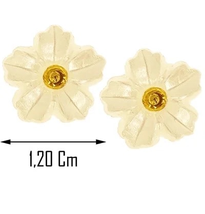 Orecchini Fiore Donna Oro Giallo 18 kt Carati Ct 750 1,10 Gr - immagine 3