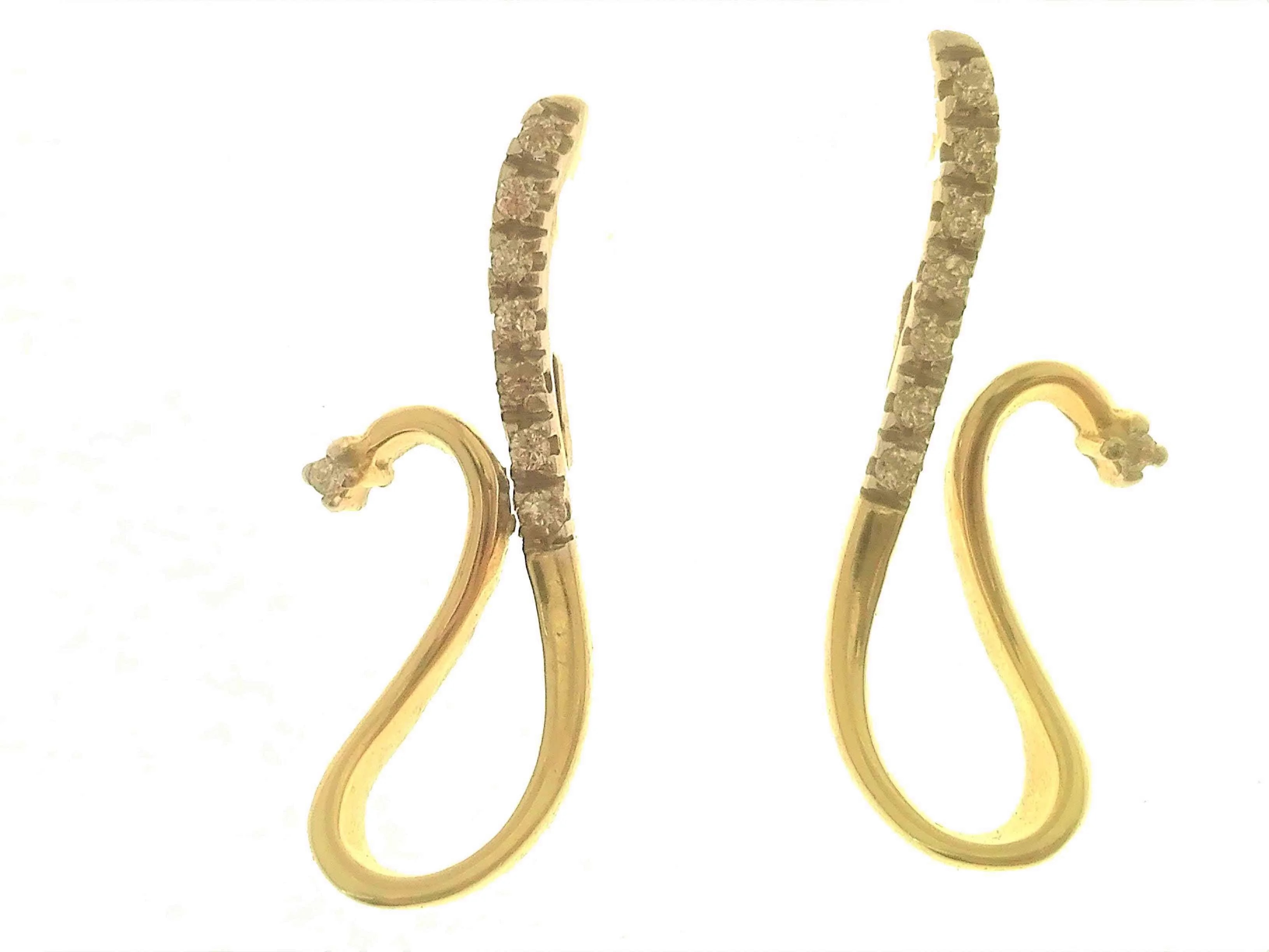 Orecchini Donna Oro Giallo 18 kt Carati Ct 750 3,70 Gr Zirconi Taglio Brillante