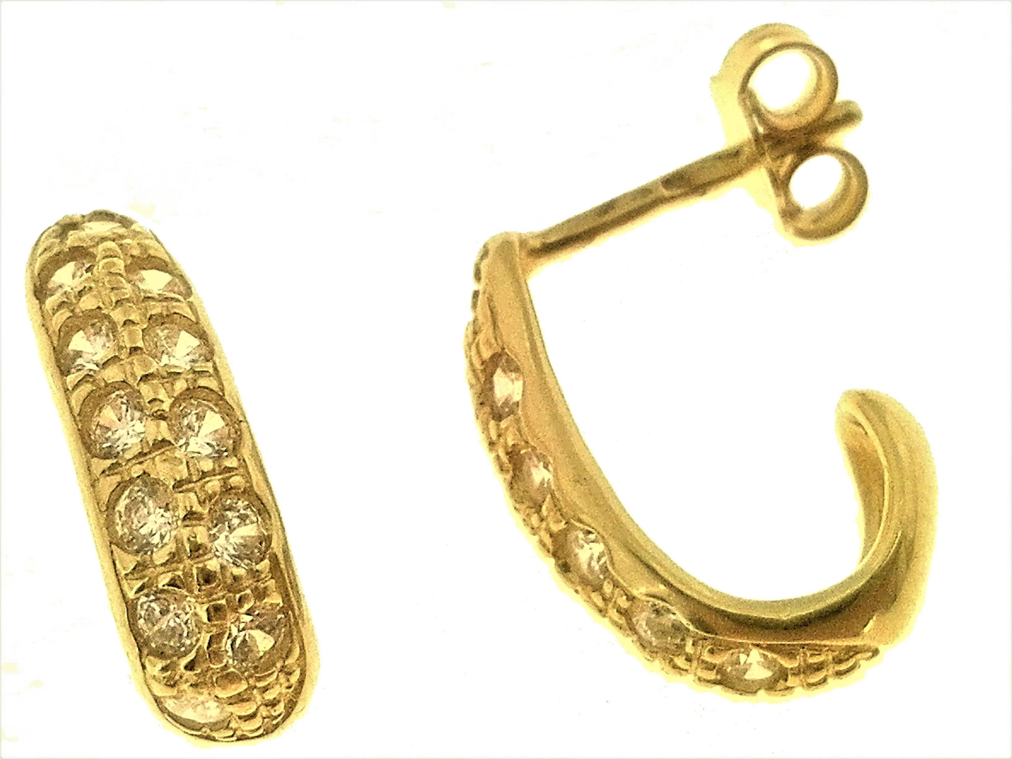 Orecchini Donna Oro Giallo 18 kt Carati Ct 750 3,80 Gr Zirconi Taglio Brillante