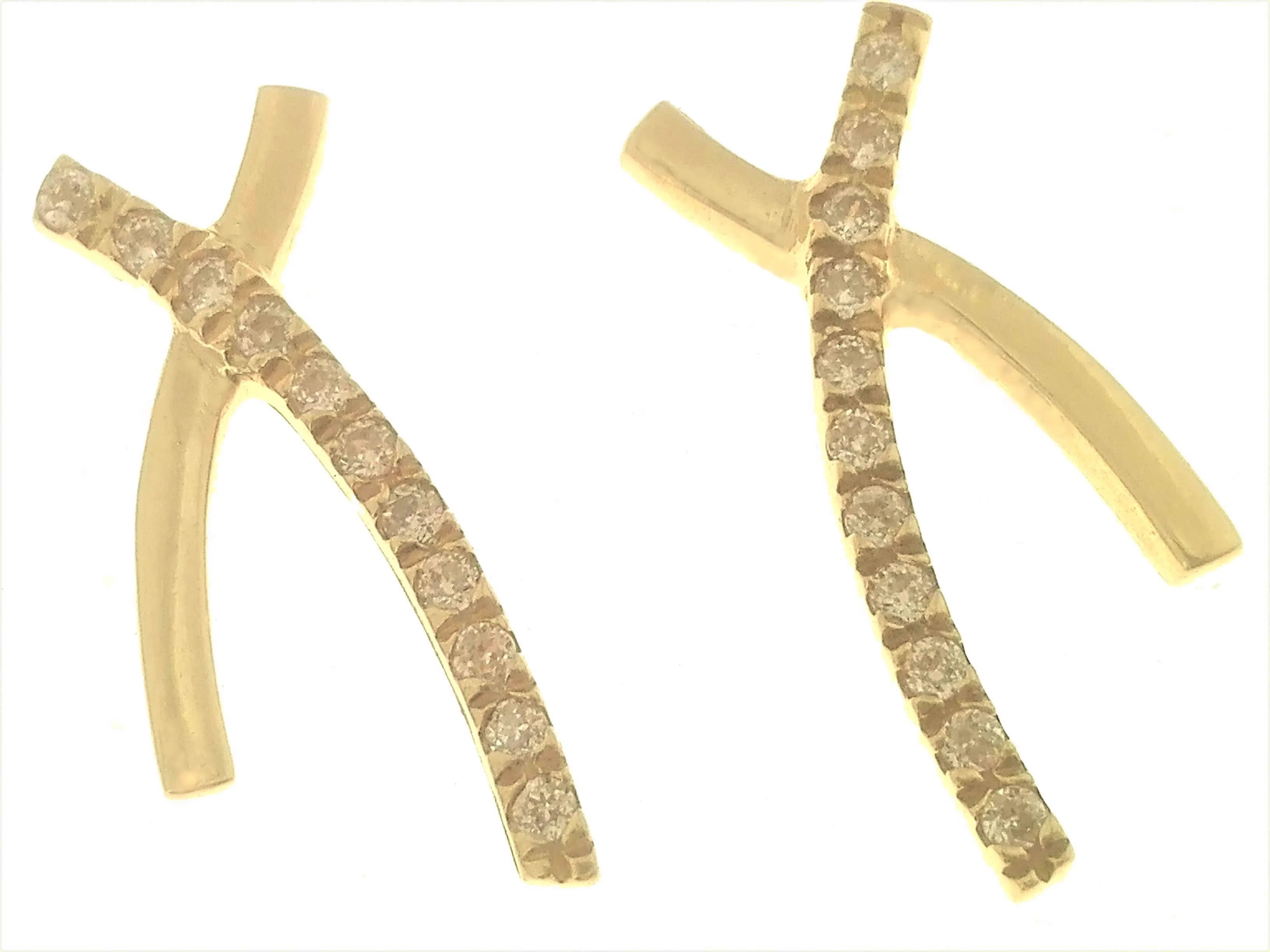 Orecchini Donna Oro Giallo 18 kt Carati Ct 750 4,30 Gr Zirconi Taglio Brillante
