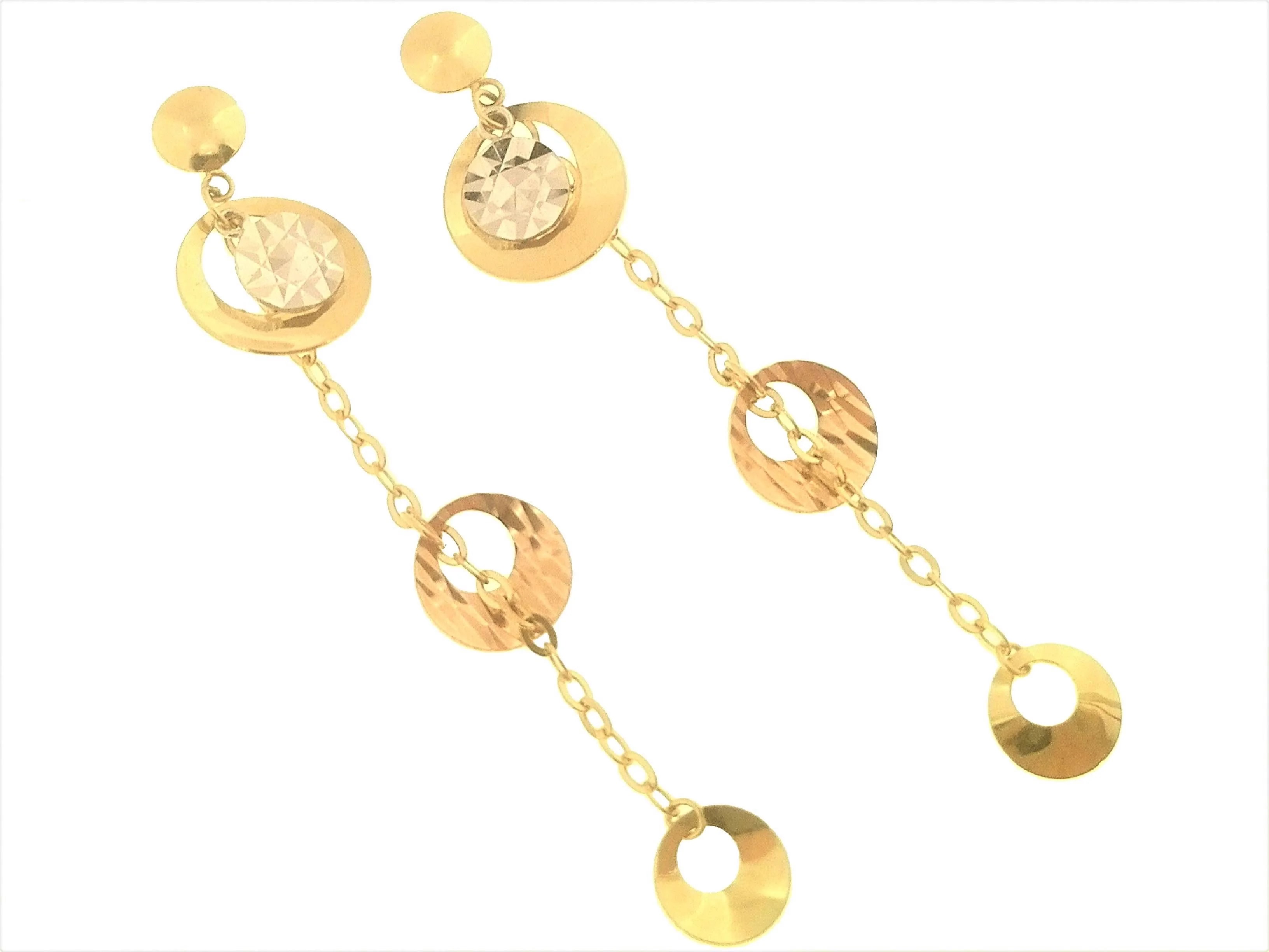 Orecchini Donna Oro Giallo Bianco 18 kt Carati Ct 750 2,40 Gr Pendenti