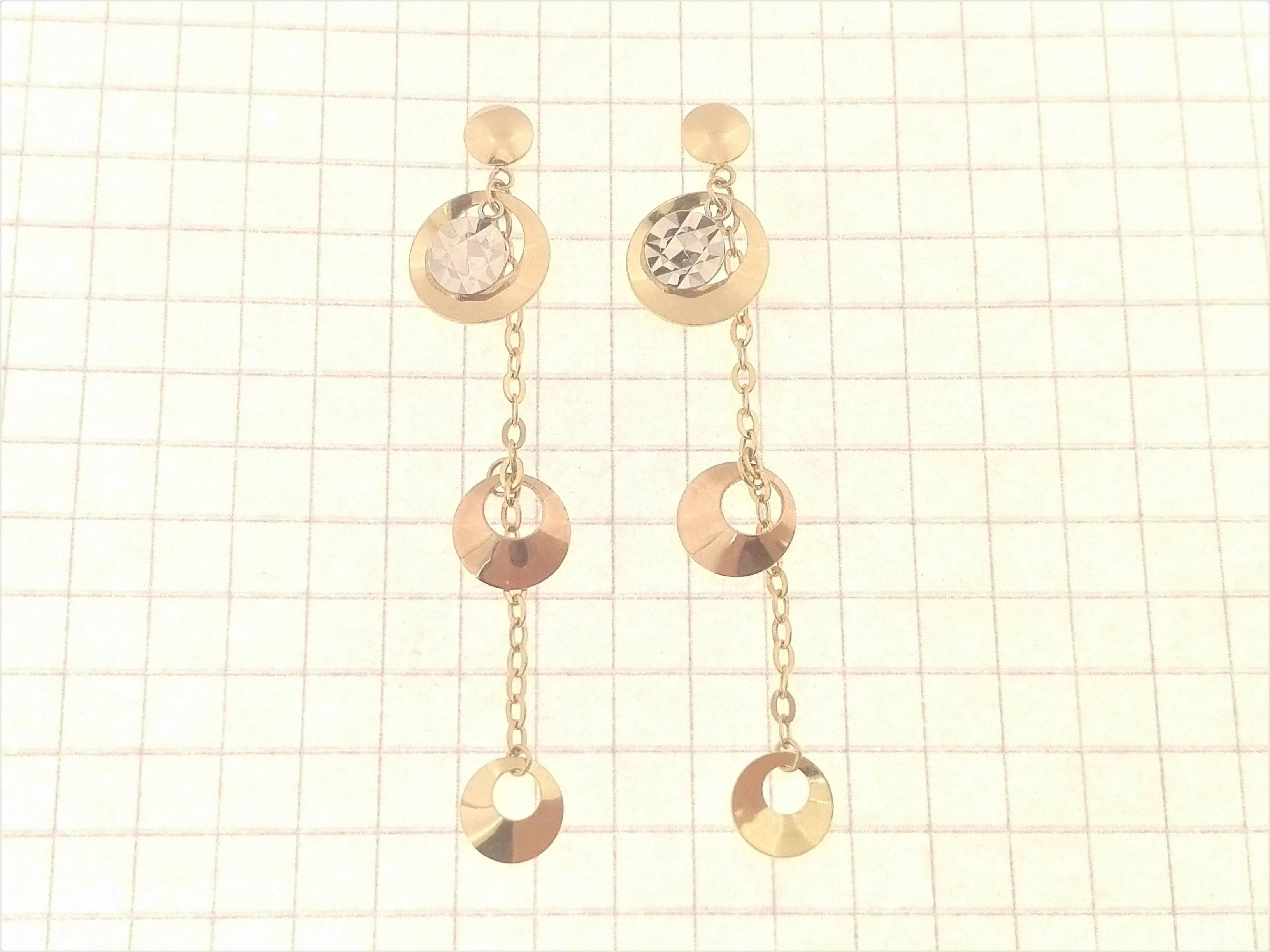 Orecchini Donna Oro Giallo Bianco 18 kt Carati Ct 750 2,40 Gr Pendenti - immagine 3