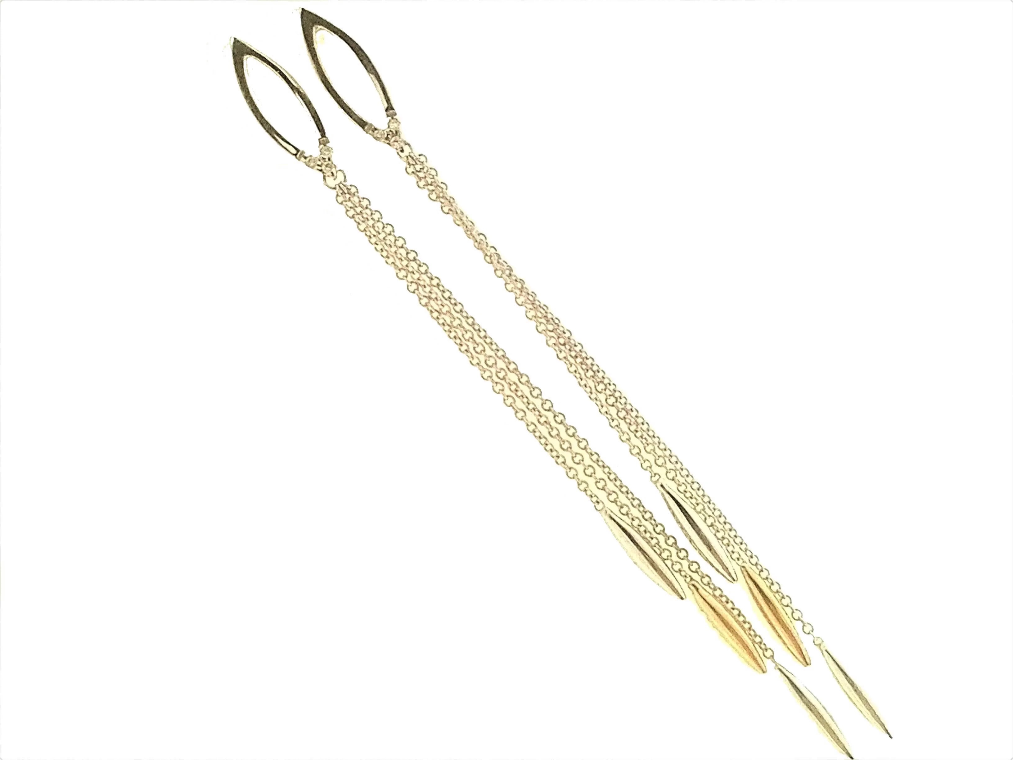 Orecchini Donna Pendenti Diamanti 0,03 Carati Oro Bianco Giallo 18 Kt 750 Comete - immagine 3