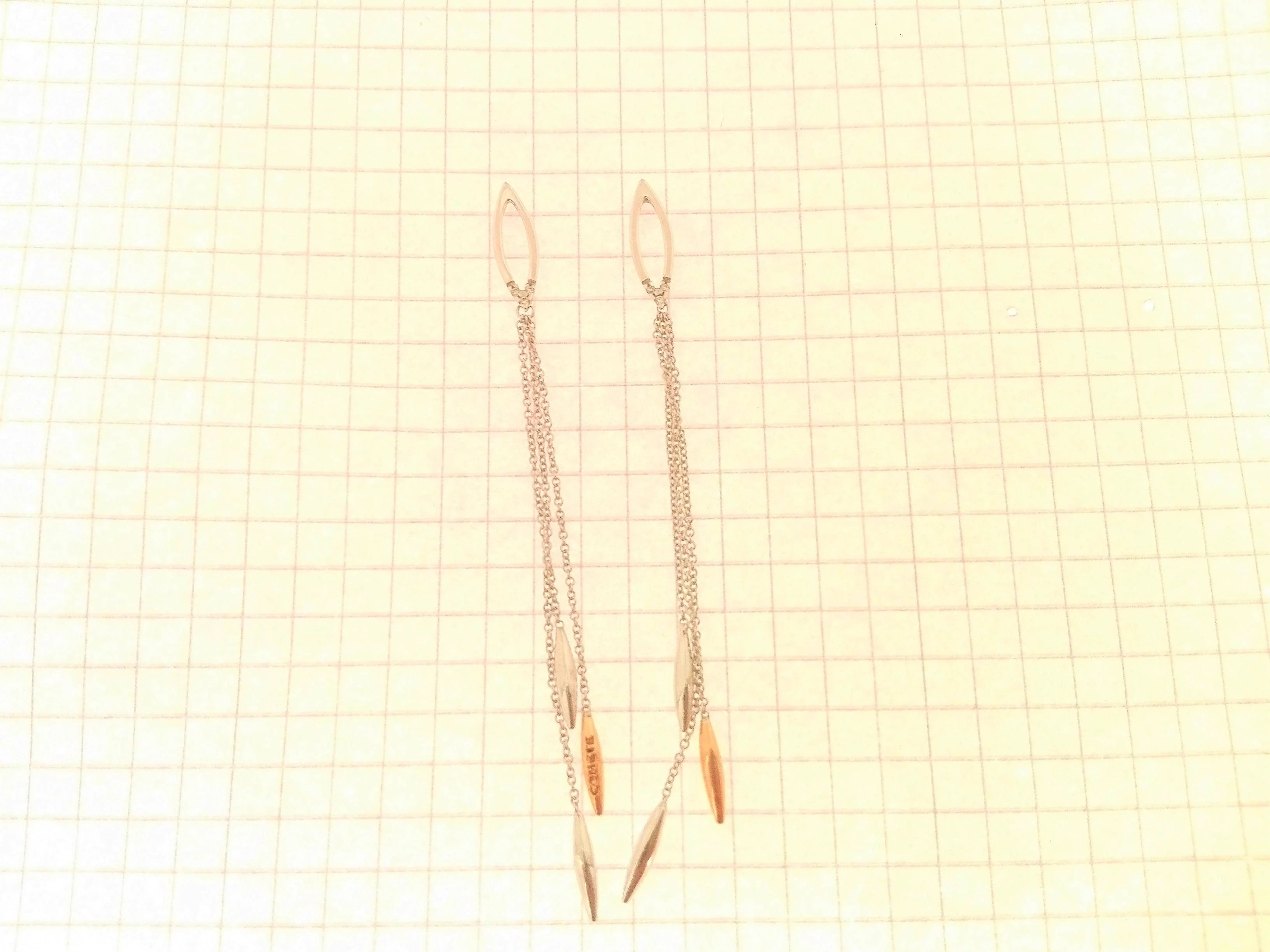 Orecchini Donna Pendenti Diamanti 0,03 Carati Oro Bianco Giallo 18 Kt 750 Comete - immagine 4