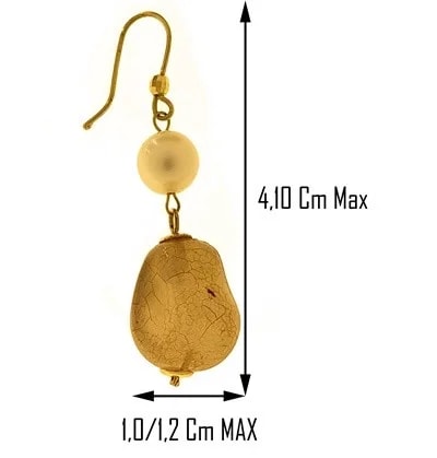 Orecchini Donna Pendenti Perle Oro Giallo 18 kt Carati Ct 750 4,50 Gr - immagine 2