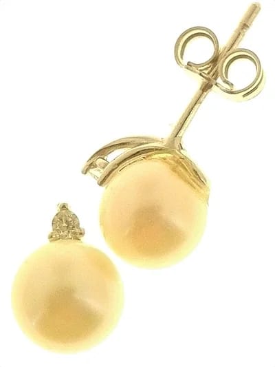 Orecchini Donna Perle Con Zirconi Oro Bianco 18 kt Carati Ct 750 1,90 Gr