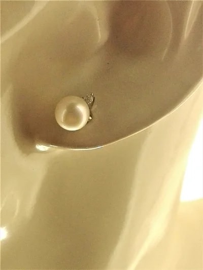 Orecchini Donna Perle Con Zirconi Oro Bianco 18 kt Carati Ct 750 1,90 Gr - immagine 2