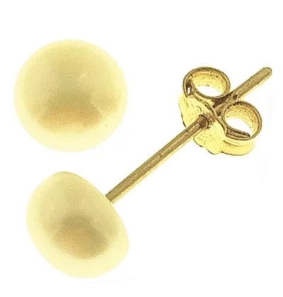 Orecchini Donna Perle Mezzo Tondo Oro Giallo 18 kt Carati Ct 750 0,70 Gr