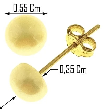 Orecchini Donna Perle Mezzo Tondo Oro Giallo 18 kt Carati Ct 750 0,70 Gr - immagine 2