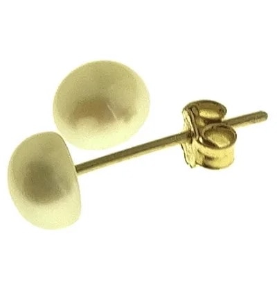 Orecchini Donna Perle Mezzo Tondo Oro Giallo 18 kt Carati Ct 750 0,70 Gr - immagine 4