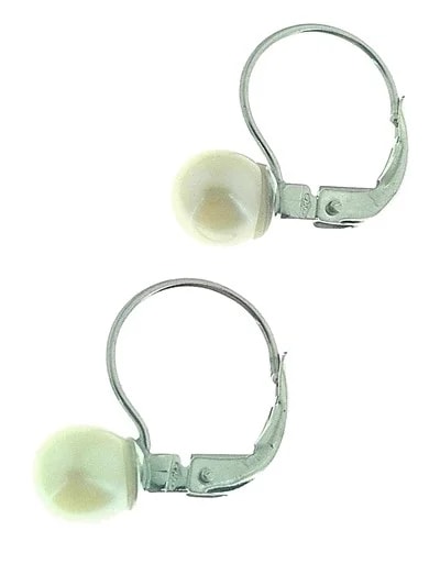 Orecchini Donna Perle Monachina Monachella Oro Bianco 18 kt Carati Ct 750 2,35Gr - immagine 4