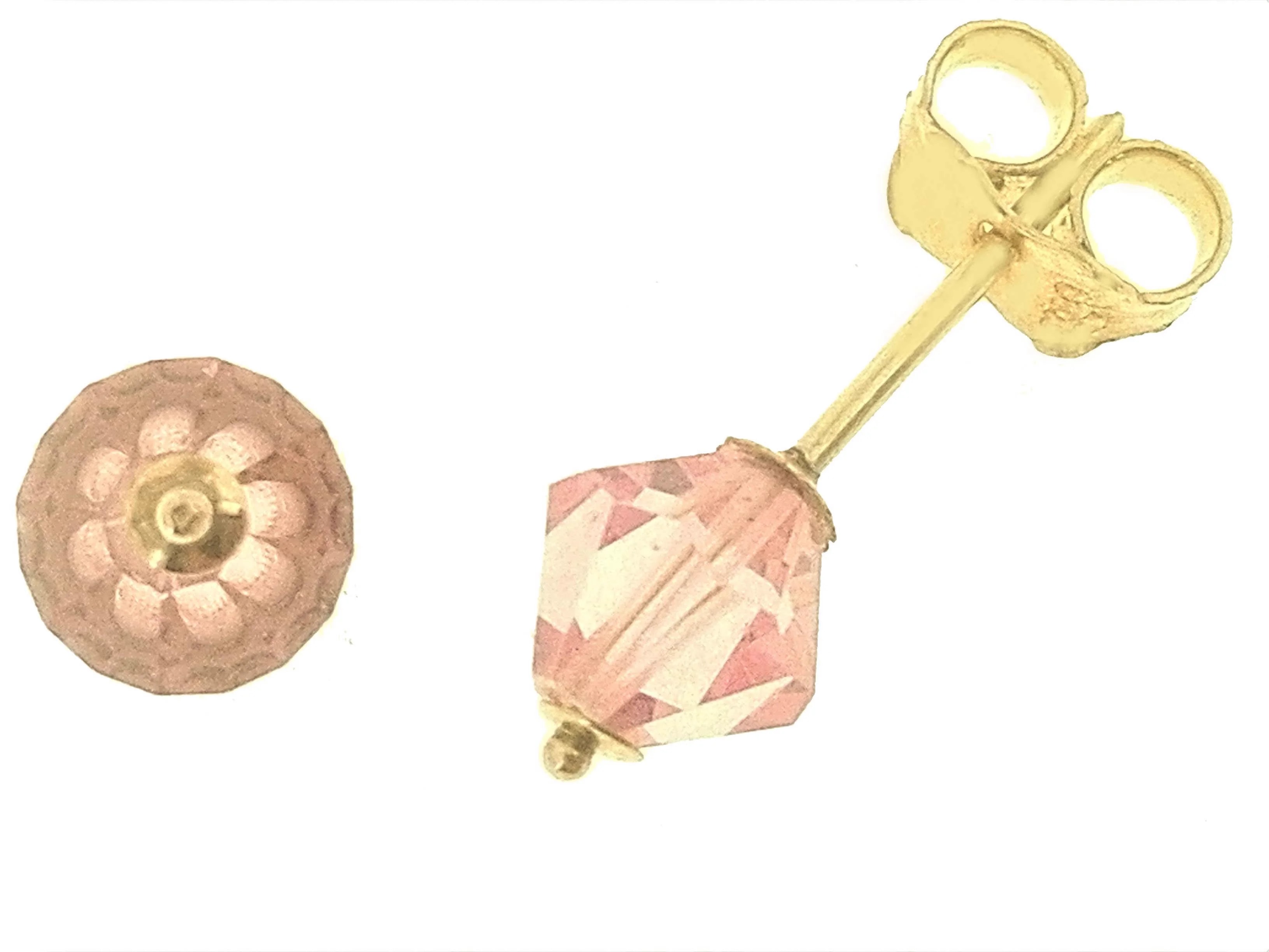 Orecchini Donna Ragazza Oro Giallo 18 Kt Carati Ct 750 1,0 Gr Swarovski Elements