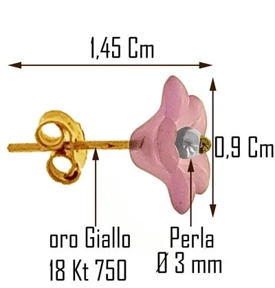 Orecchini Perle Bimba Bambina oro Giallo 18 Kt Carati Ct 750 0,65 Gr Otto Colori - immagine 2