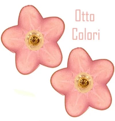 Orecchini Perle Bimba Bambina oro Giallo 18 Kt Carati Ct 750 0,65 Gr Otto Colori