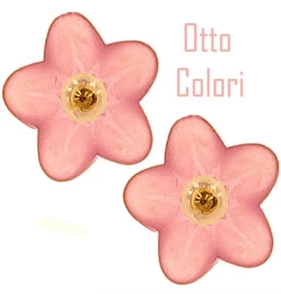 Orecchini Perle Bimba Bambina oro Giallo 18 Kt Carati Ct 750 0,65 Gr Otto Colori