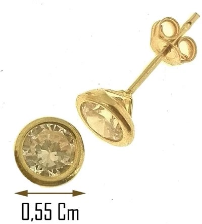 Orecchini Donna Punto Luce Solitari Oro Giallo 18 kt Carati Ct 750 0,80 Gr - immagine 3