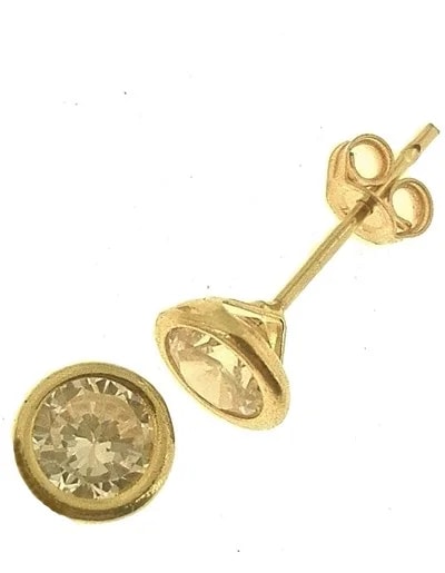 Orecchini Donna Punto Luce Solitari Oro Giallo 18 kt Carati Ct 750 0,80 Gr