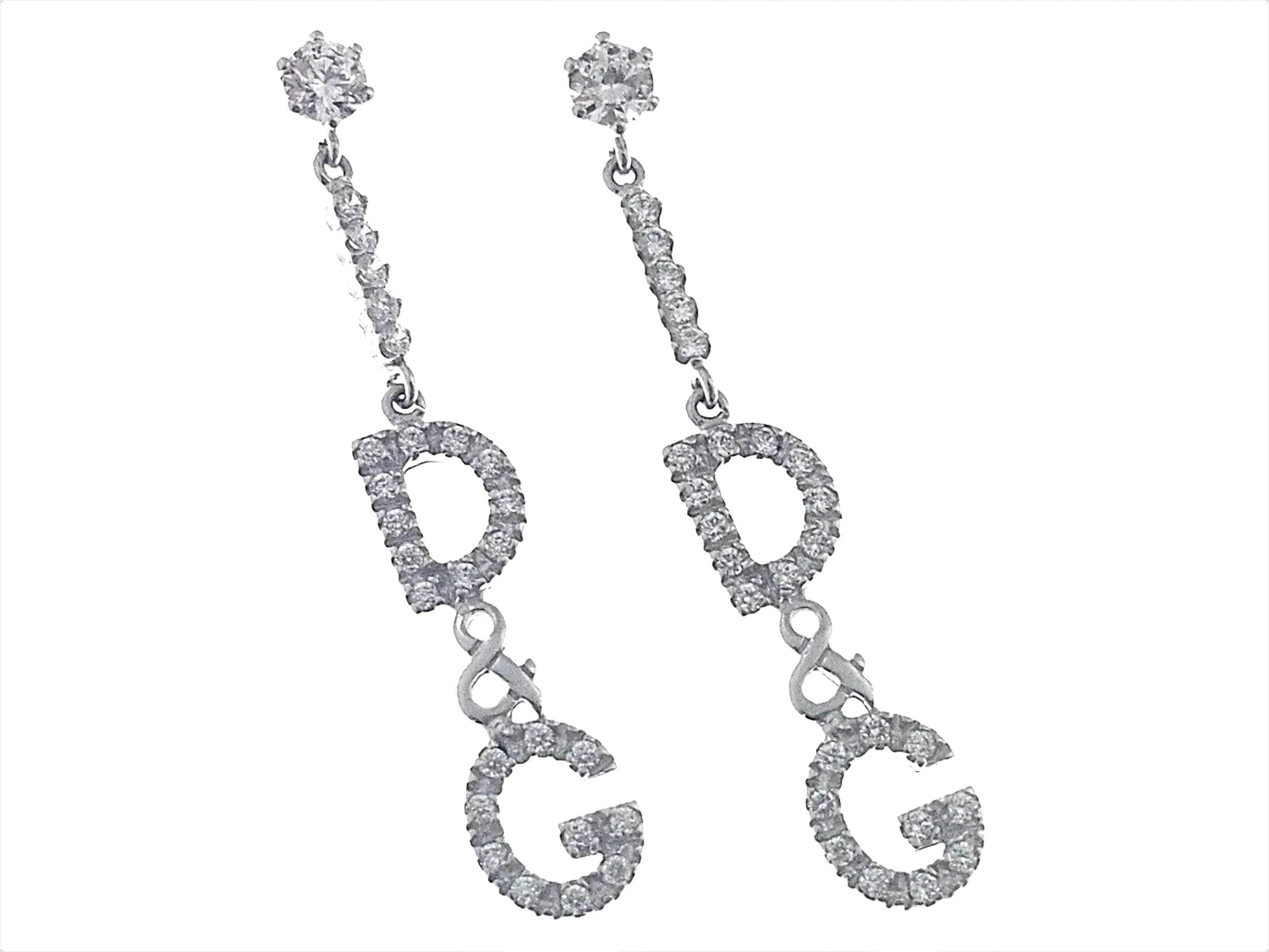 Orecchini Pendenti Donna Oro Bianco 18 Kt Carati Ct 750 4,40 Gr
