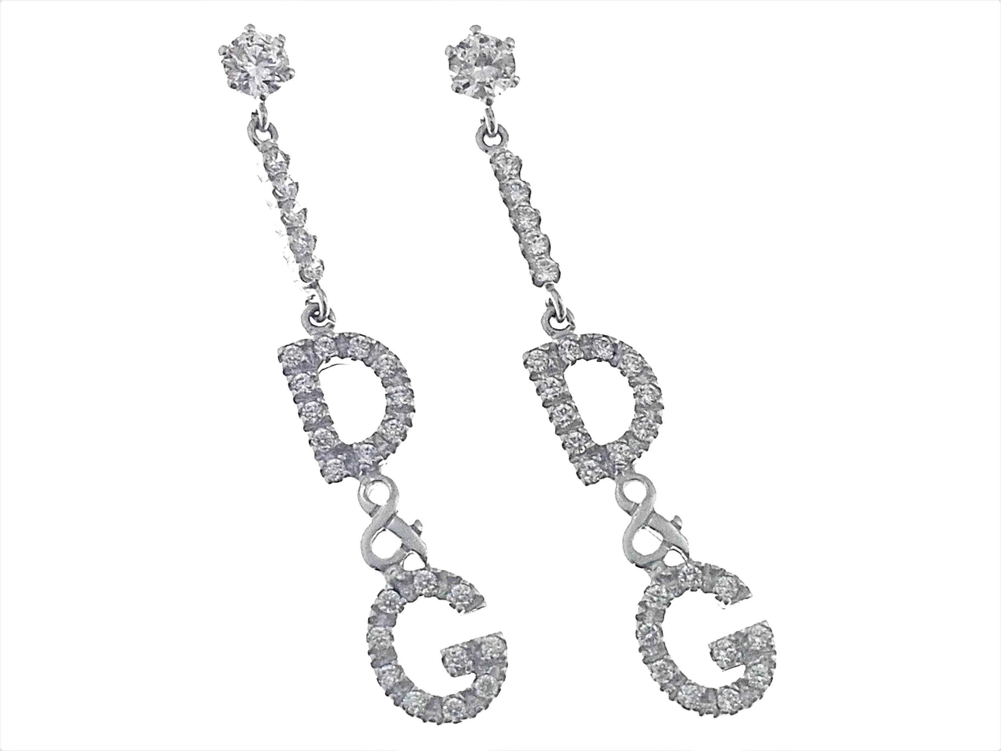 Orecchini Pendenti Donna Oro Bianco 18 Kt Carati Ct 750 4,40 Gr