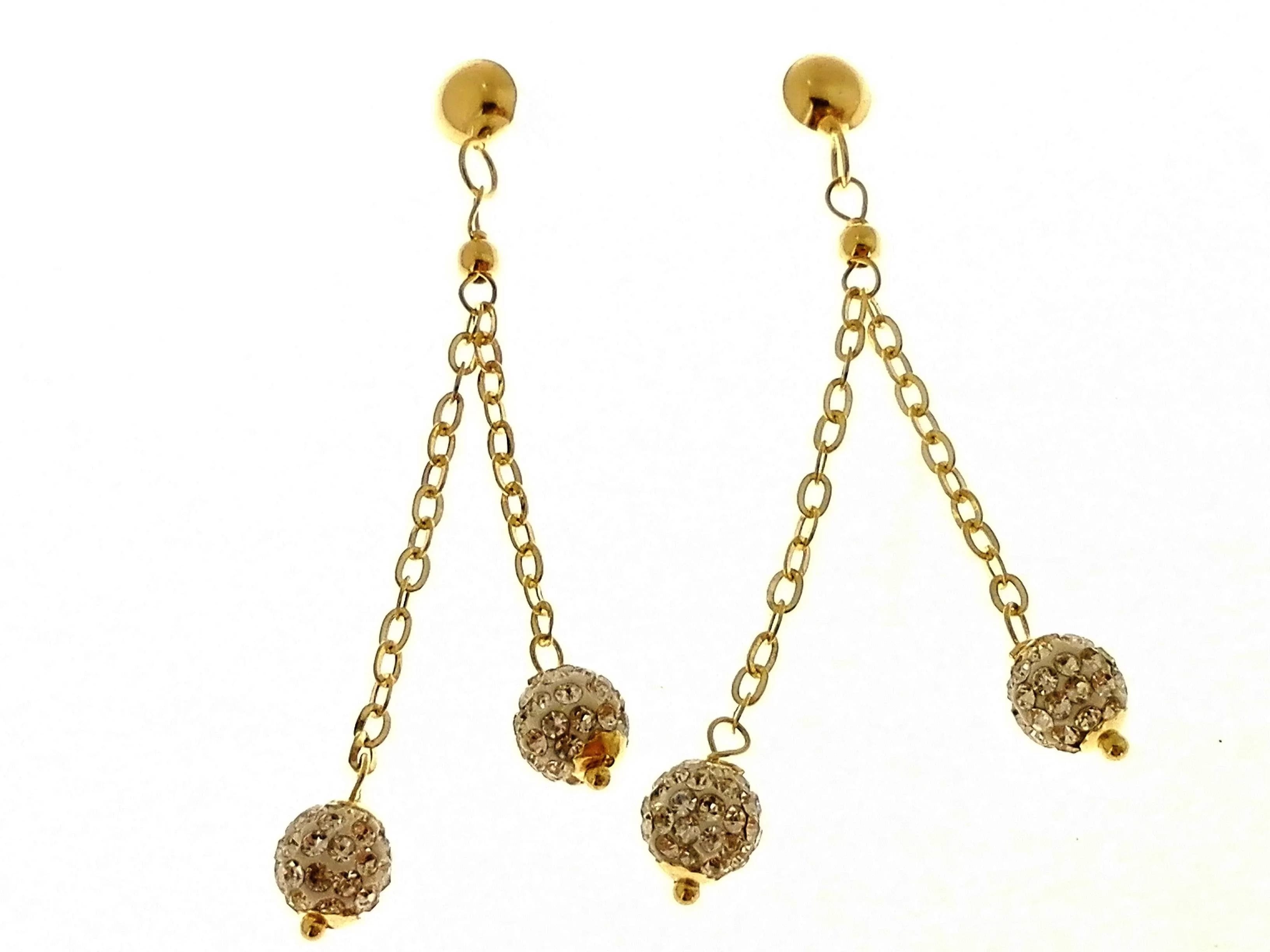 Orecchini Pendenti Donna Ragazza Oro Giallo 18 Kt Carati Ct 750 Gr 1,40 Zirconi