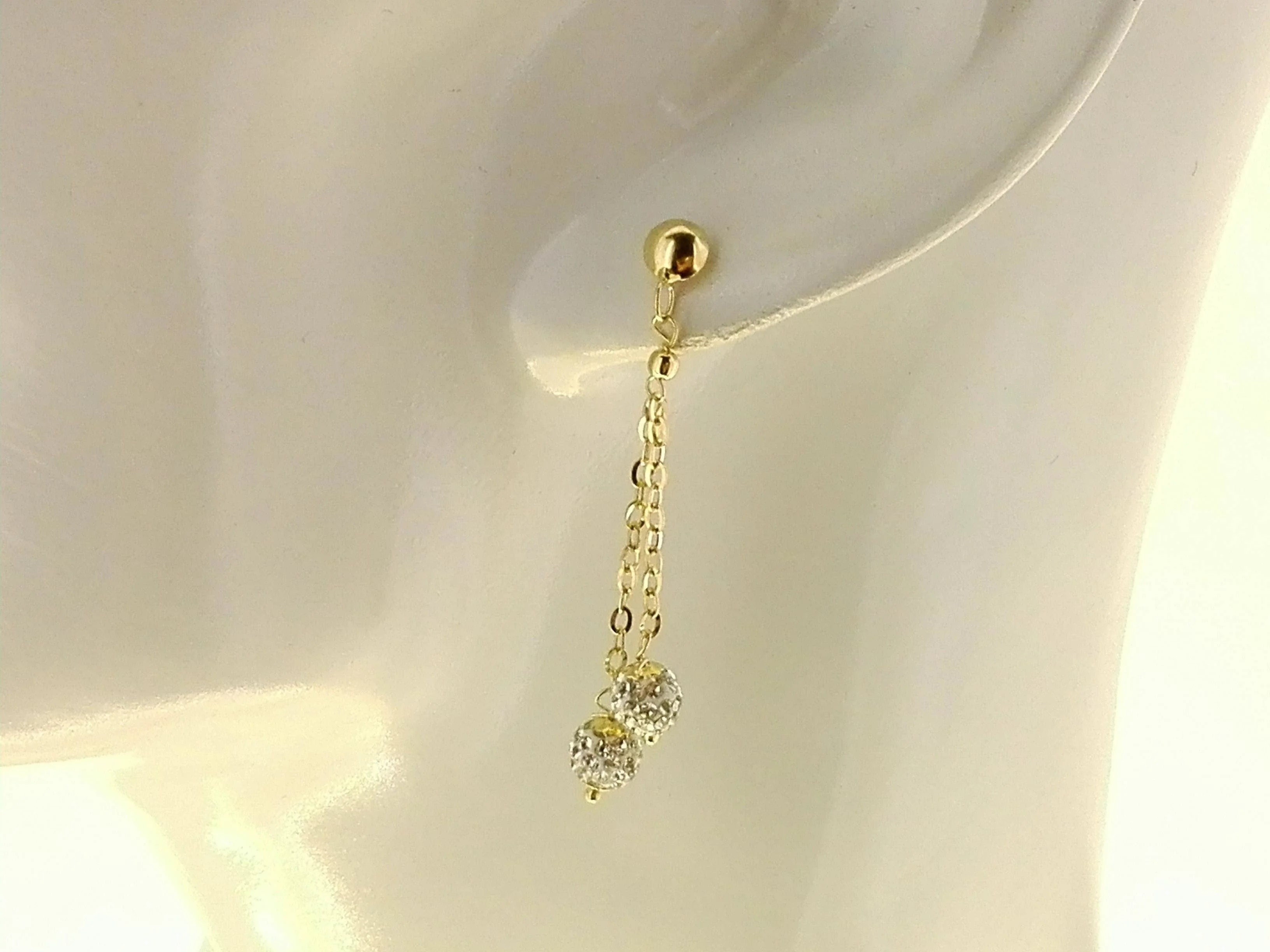 Orecchini Pendenti Donna Ragazza Oro Giallo 18 Kt Carati Ct 750 Gr 1,40 Zirconi - immagine 2