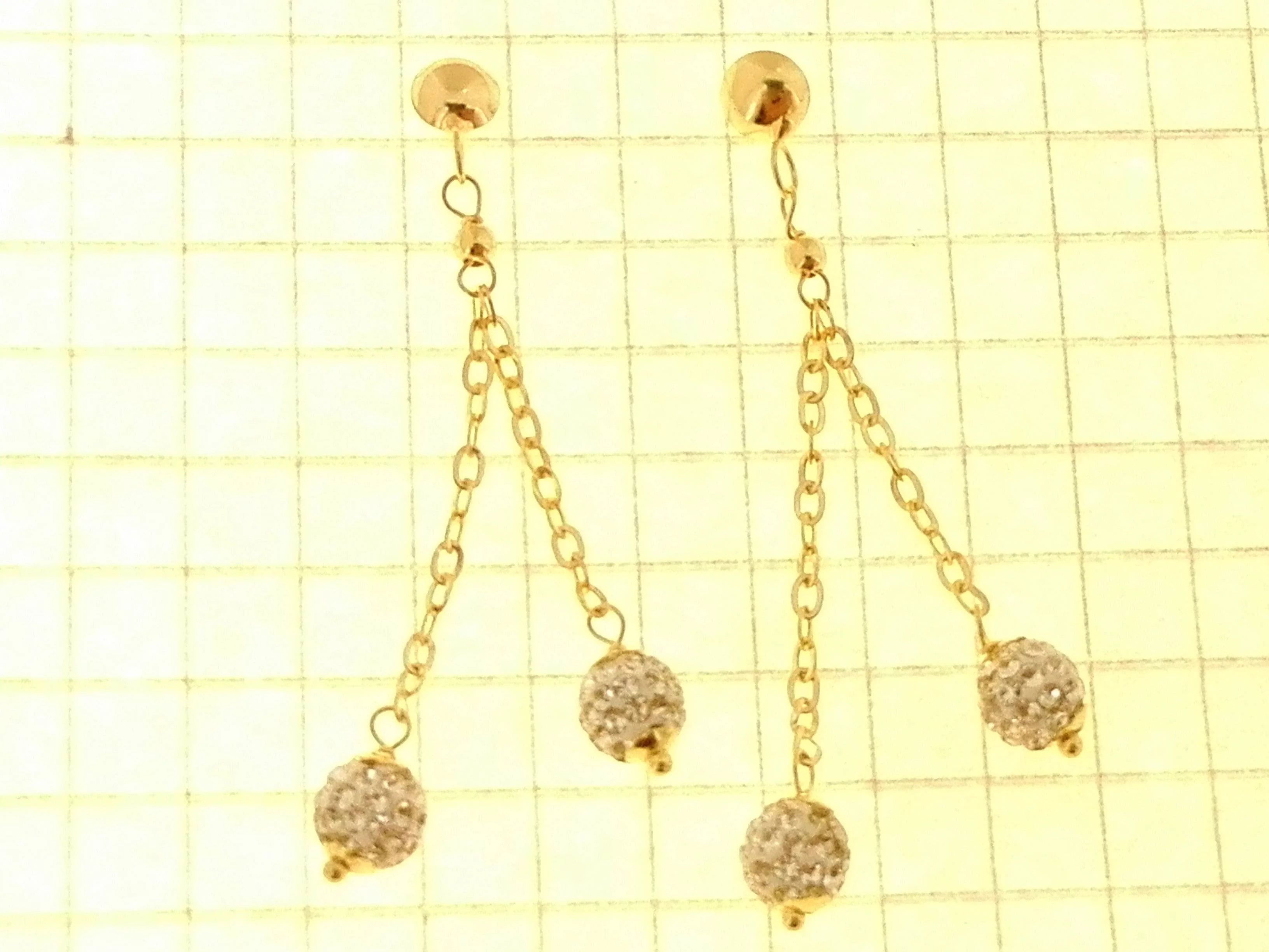Orecchini Pendenti Donna Ragazza Oro Giallo 18 Kt Carati Ct 750 Gr 1,40 Zirconi - immagine 3