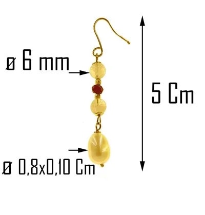 Orecchini Pendenti Perle Rubini Donna Oro Giallo 18 kt 750 Carati 3,80 Gr - immagine 6