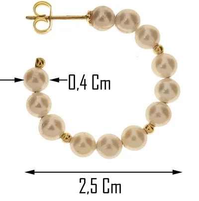 Orecchini Perle Cerchio Cerchi Donna Oro Giallo 18 Kt Carati Ct 750 Gr 3,00 - immagine 3
