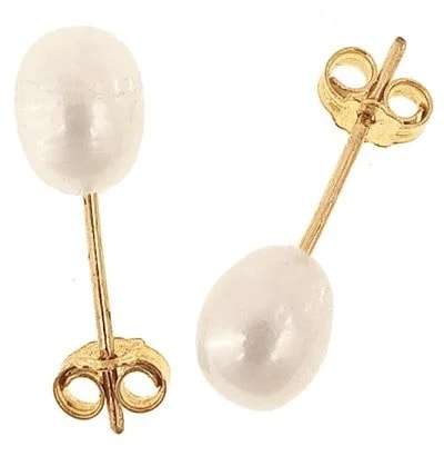 Orecchini Perle Donna Oro Giallo 18 Kt Carati Ct 750 0,95 Gr