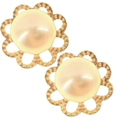 Orecchini Perle Donna Oro Giallo 18 Kt Carati Ct 750 1,35 Gr