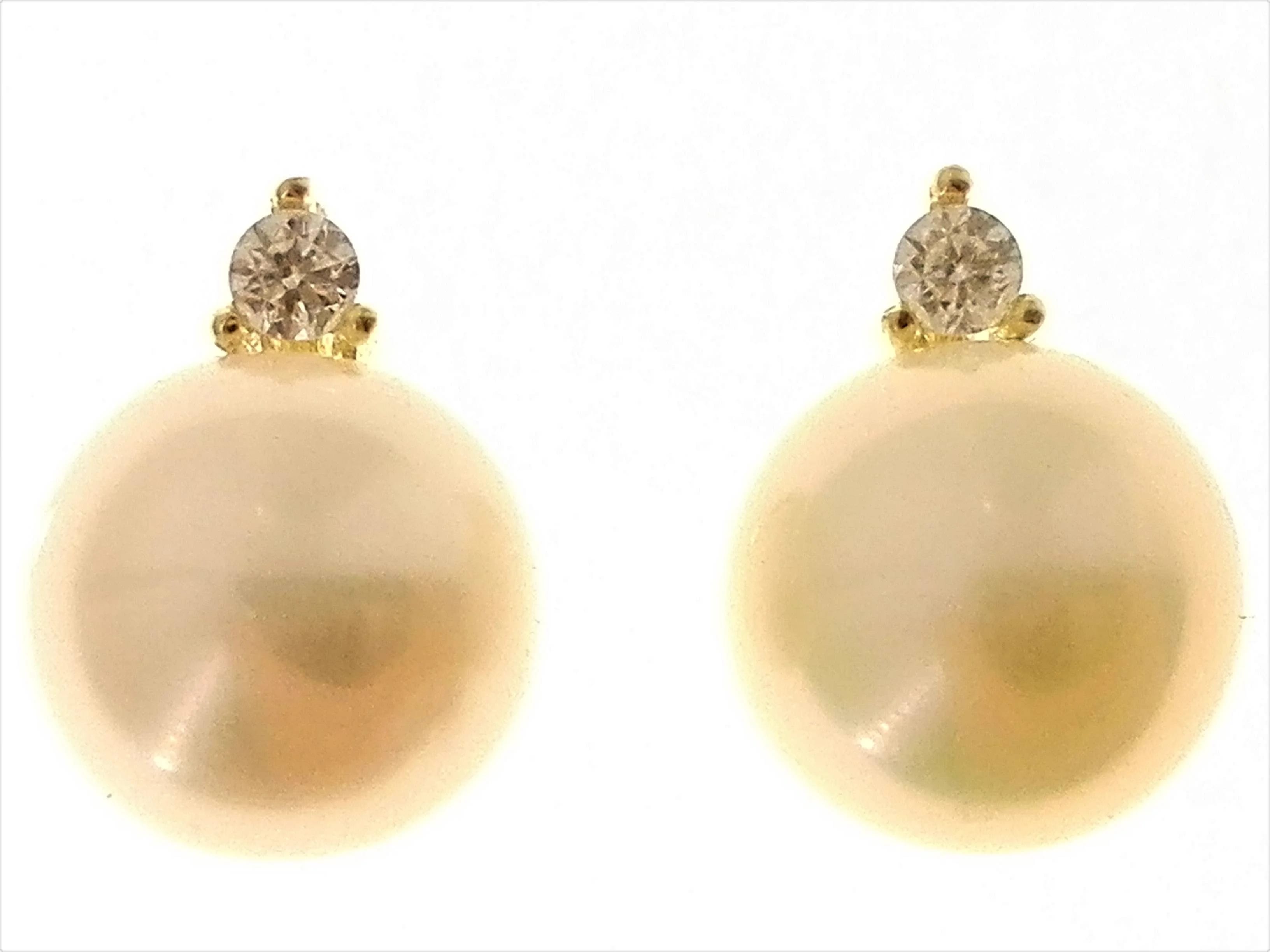 Orecchini Perle Punto Luce Donna Oro Giallo 18 Kt Carati Ct 750 2,40 Gr