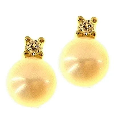 Orecchini Perle Punto Luce Donna Oro Giallo 18 Kt Carati Ct 750 1,15 Gr - immagine 4