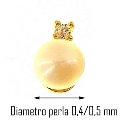 Orecchini Perle Punto Luce Donna Oro Giallo 18 Kt Carati Ct 750 1,15 Gr - immagine 3