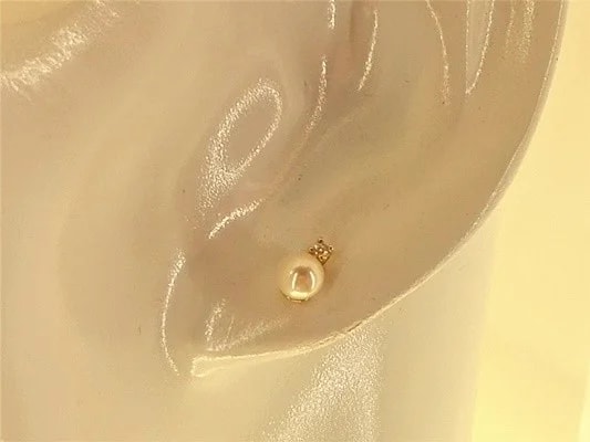 Orecchini Perle Punto Luce Donna Oro Giallo 18 Kt Carati Ct 750 1,15 Gr - immagine 2