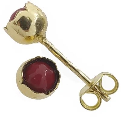 Orecchini Punto Luce Corallo Donna Ragazza Oro Giallo18 Kt 750 Gr 1,0 Gr