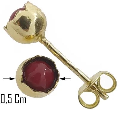 Orecchini Punto Luce Corallo Donna Ragazza Oro Giallo18 Kt 750 Gr 1,0 Gr - immagine 2