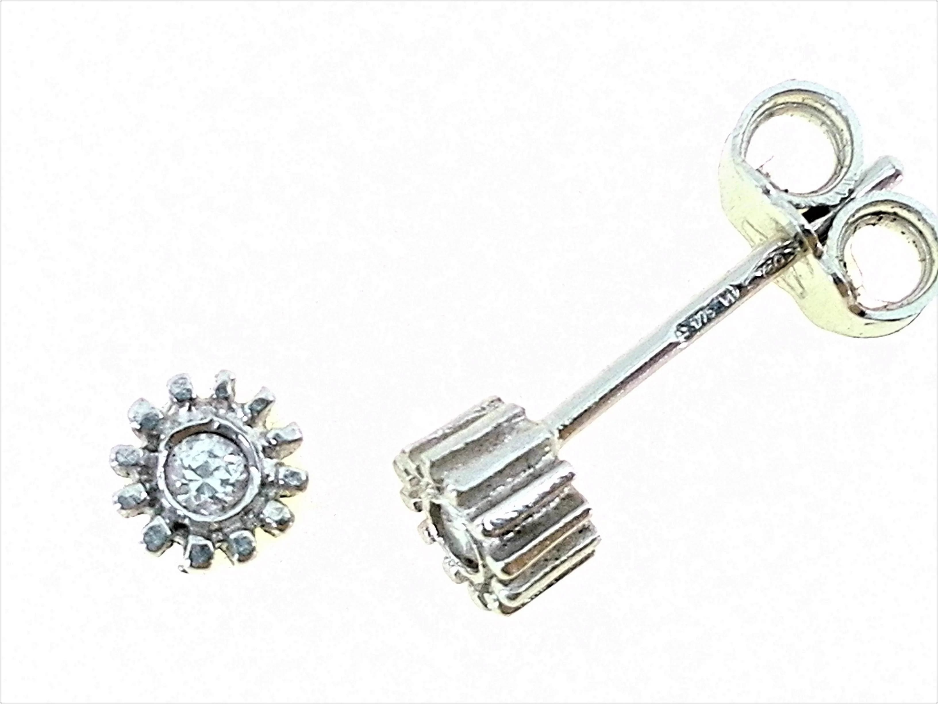 Orecchini Punto Luce Donna Oro Bianco 18 Kt Carati Ct 750 Gr 1,40 Zirconi