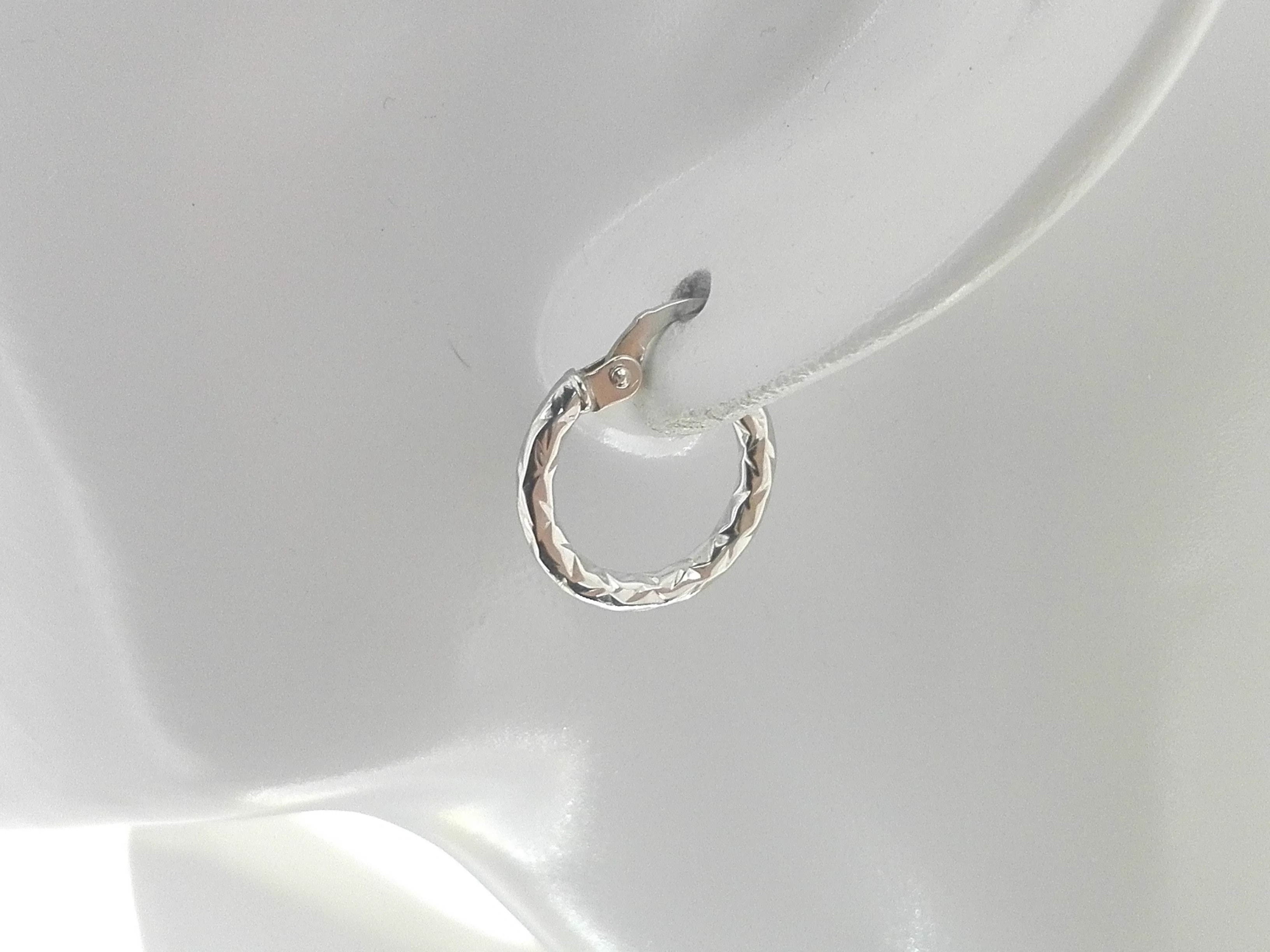 Orecchini Martellati Donna Cerchio Cerchi Oro Bianco 18 kt Carati Ct 750 1,05 Gr - immagine 2