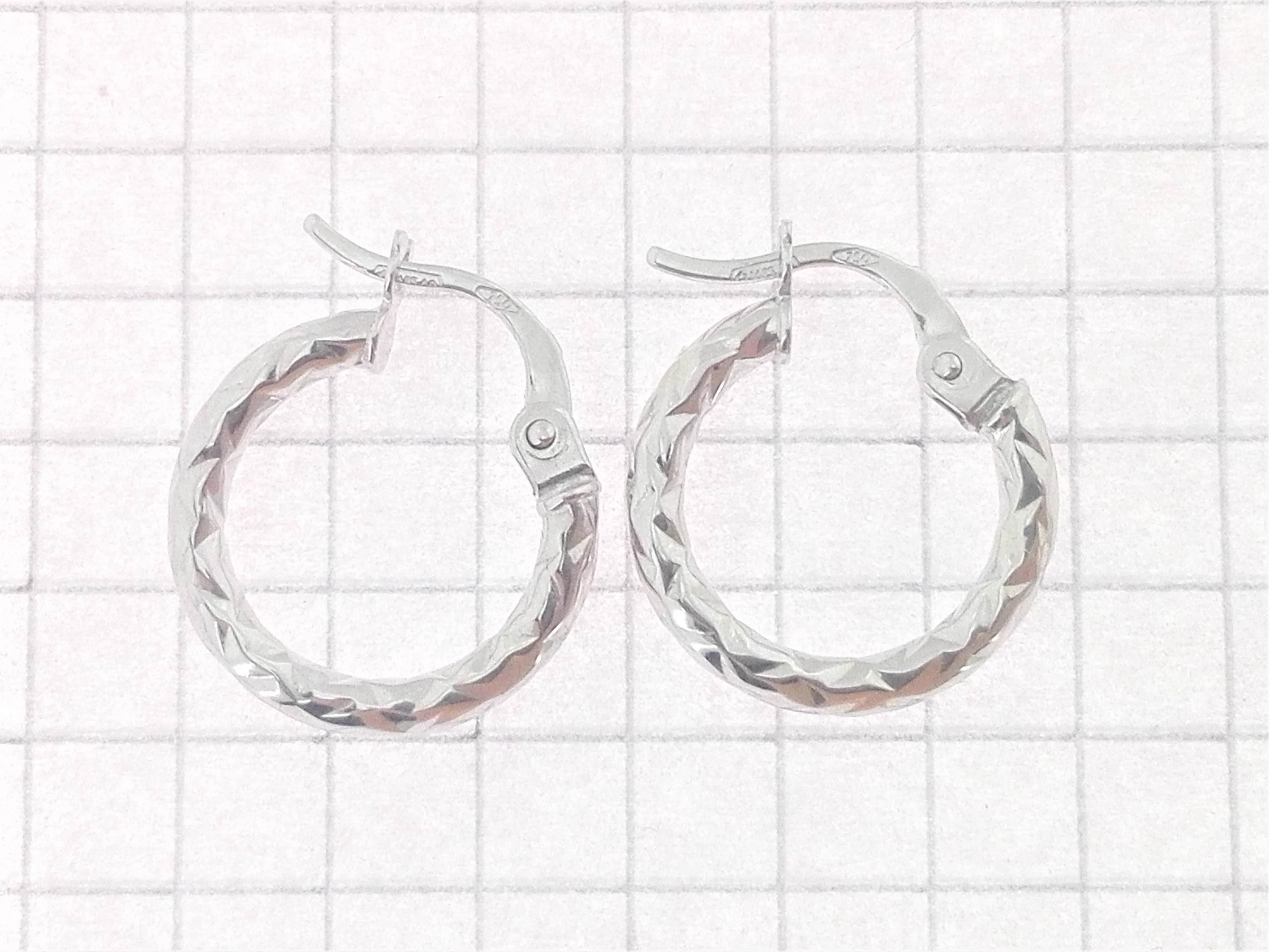 Orecchini Martellati Donna Cerchio Cerchi Oro Bianco 18 kt Carati Ct 750 1,05 Gr - immagine 3
