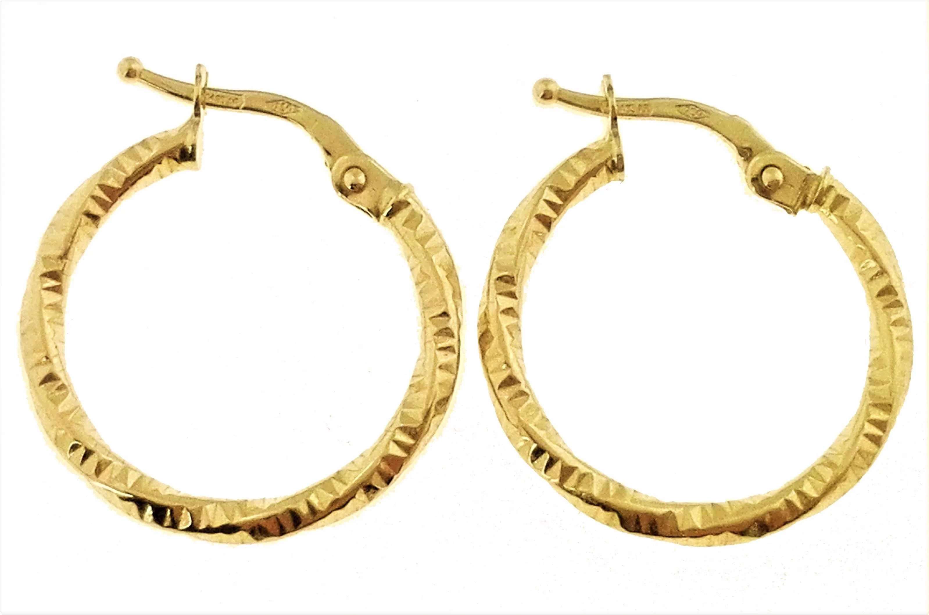 Orecchini Martellati Donna Cerchio Cerchi Oro Giallo 18 kt Carati Ct 750 1.35 Gr