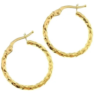 Orecchini Donna Cerchio Cerchi Oro Giallo 18 kt Carati Ct 750 1,35 Gr