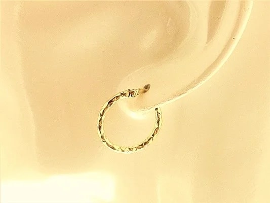 Orecchini Donna Cerchio Cerchi Oro Giallo 18 kt Carati Ct 750 1,35 Gr - immagine 3