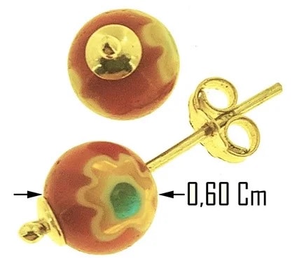 Orecchini Donna Bambina Oro Giallo 18 Kt Carati Ct 750 Gr 1,0 in vetro di Murano - immagine 2
