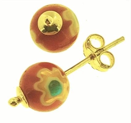 Orecchini Donna Bambina Oro Giallo 18 Kt Carati Ct 750 Gr 1,0 in vetro di Murano